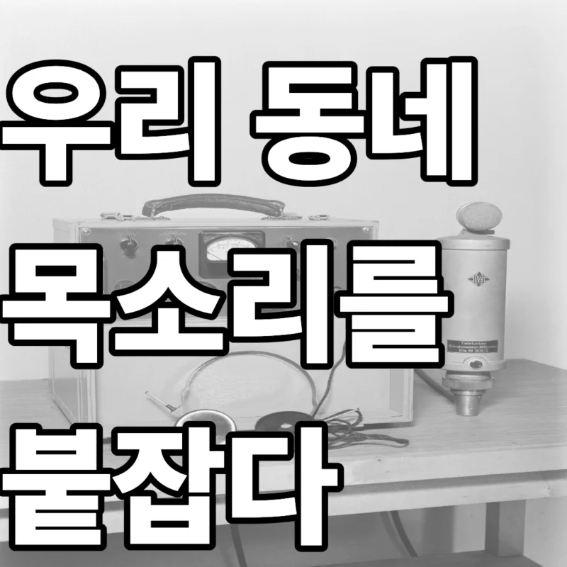 지역 라디오 광고 아카이브 포스팅을 위해 라디오 주파수 파형 그래픽과 옛날 라디오 기기 사진의 투명도를 조절하고 기록의 가치를 강조한 대표 이미지